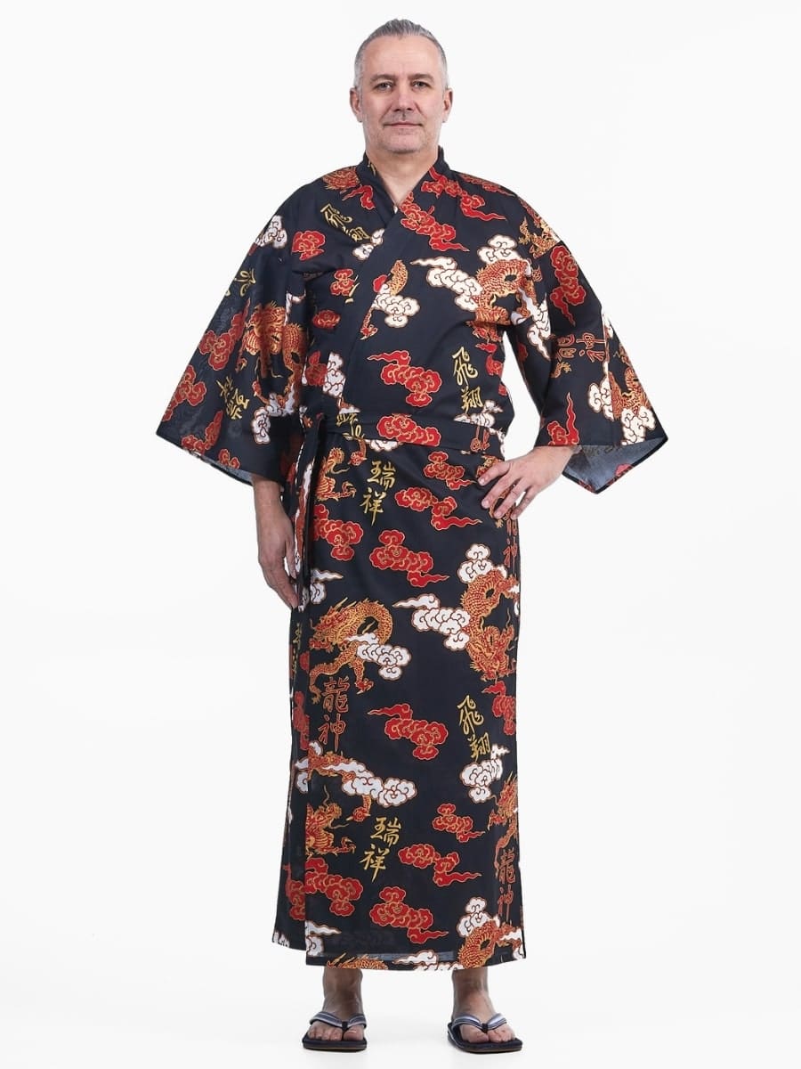 Kimono Yukata Homme Ryū to Kumo - M