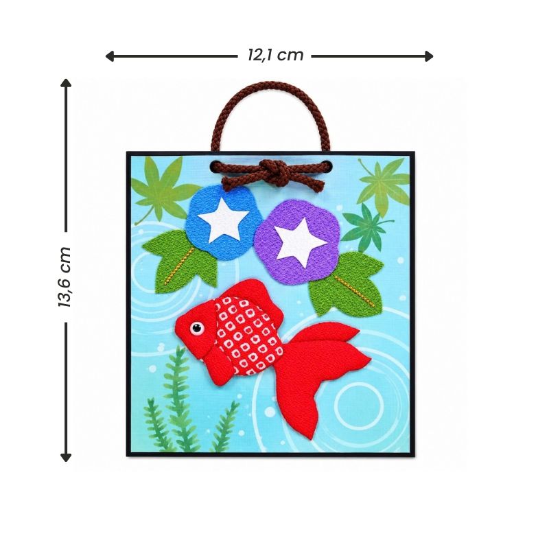 Kit Créatif Japonais Tableau Oshie Tissu Poisson Rouge