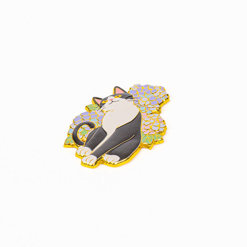 Magnet Japonais en Métal Chat et Hortensias