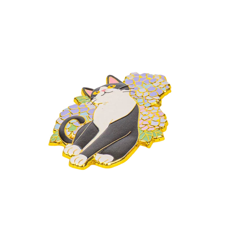 Magnet Japonais en Métal Chat et Hortensias