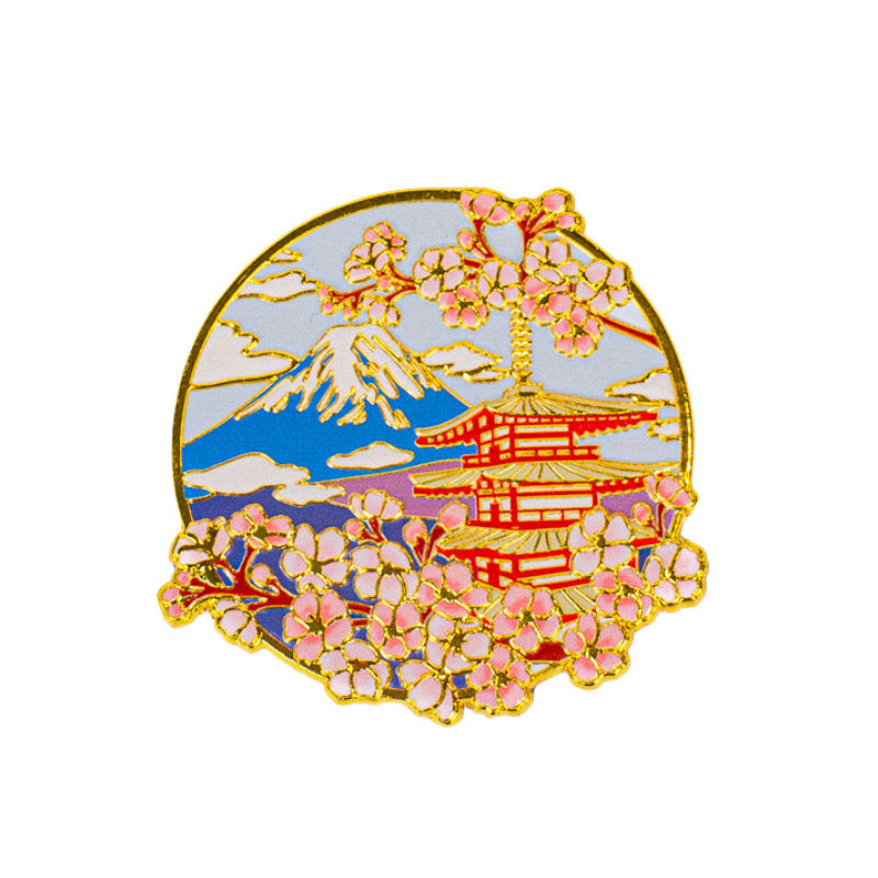 Magnet Japonais en Métal Pagode Fuji & Sakura