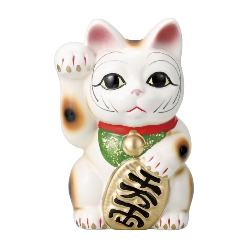 Maneki Neko Blanc Patte Droite - 17 cm