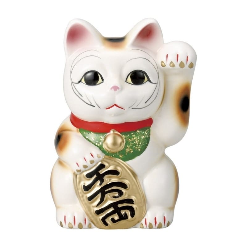 Maneki Neko Blanc Patte Gauche - 17 cm