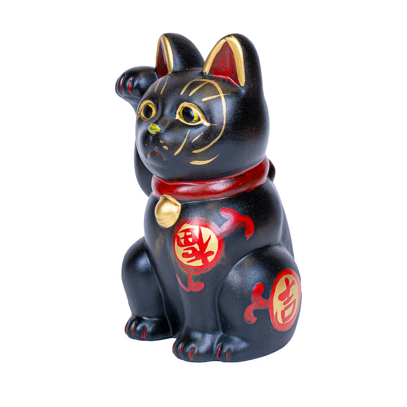 Maneki Neko Japonais Noir Céramique