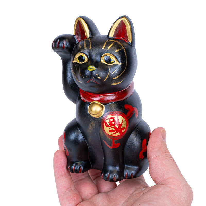 Maneki Neko Japonais Noir Céramique