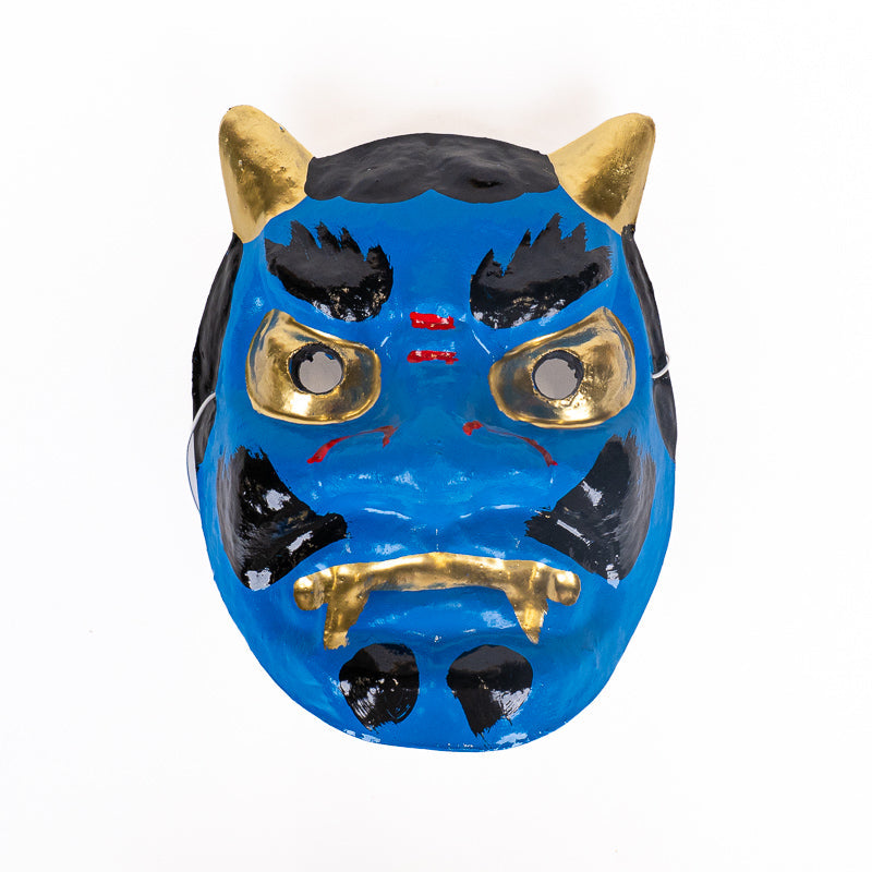 Masque Japonais Oni Bleu Papier Mâché