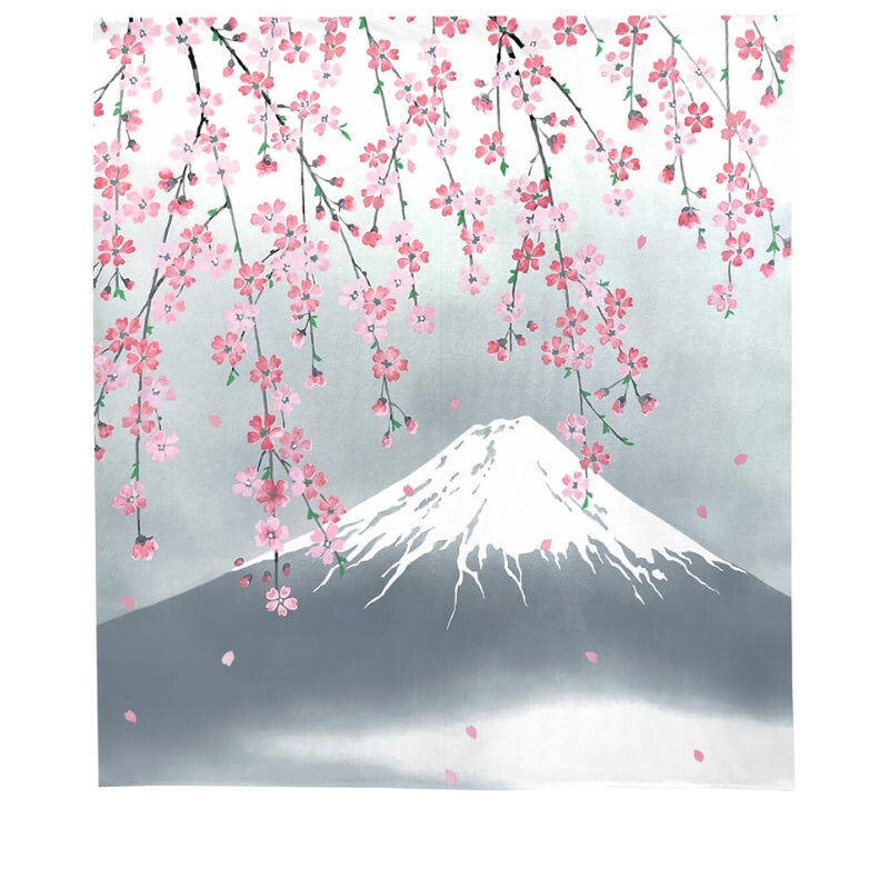 Noren Japonais Cerisier & Fuji - 85 x 90 cm