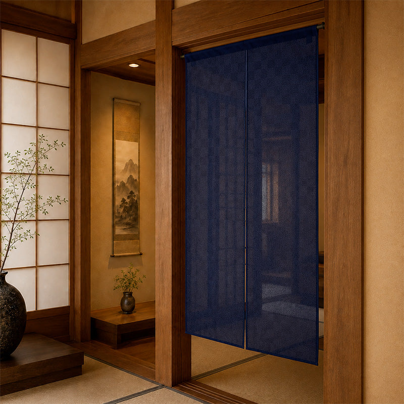 Noren Japonais Ichimatsu Bleu Nuit