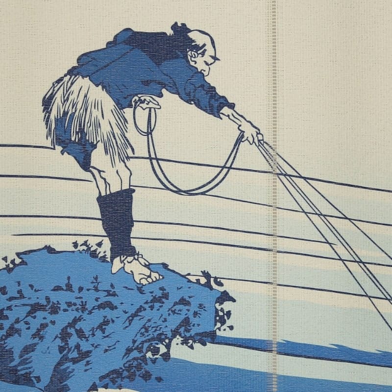 Noren Japonais Mont Fuji Bleu - 85 x 150 cm