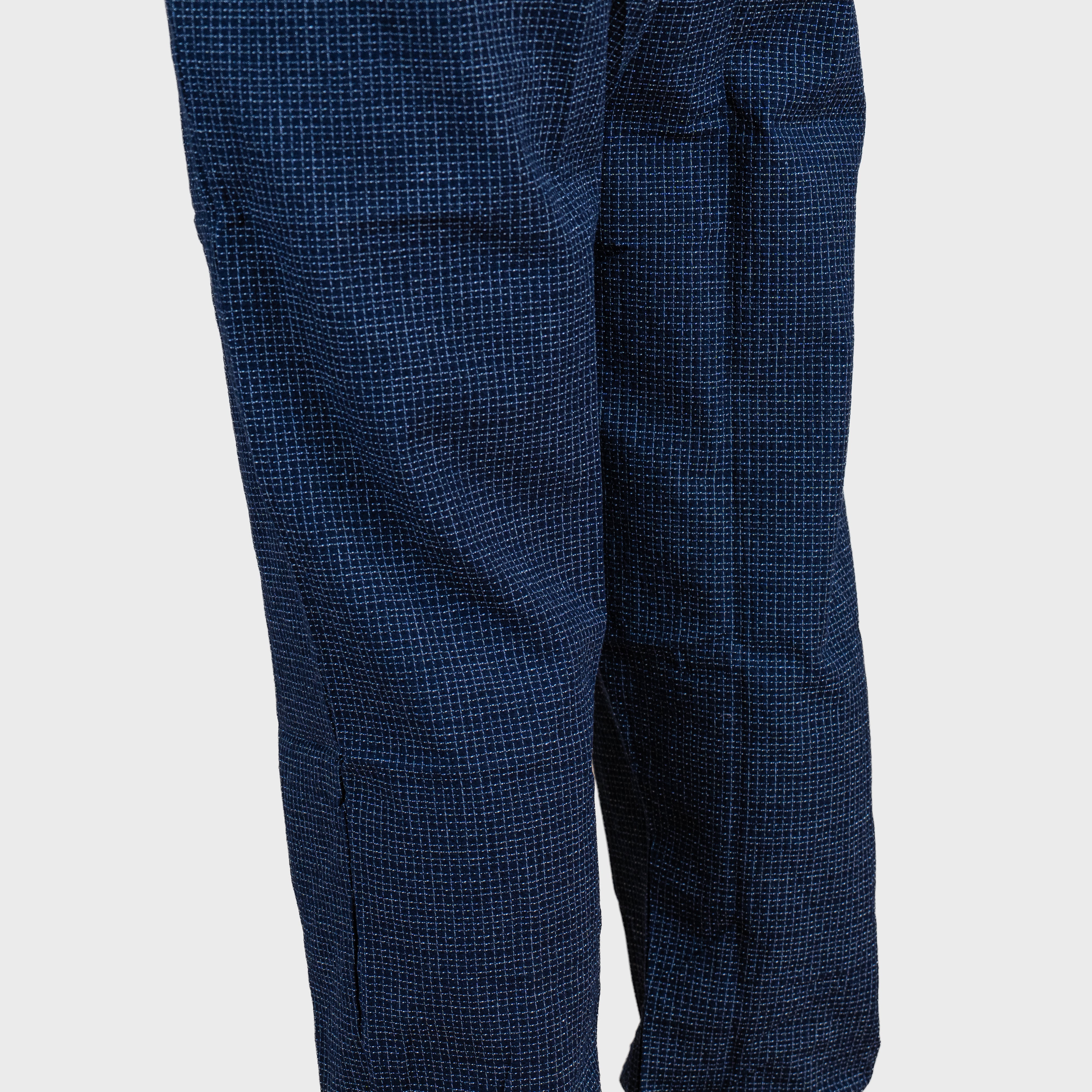 Pantalon Japonais Homme à Carreaux Kōshi Bleu Nuit