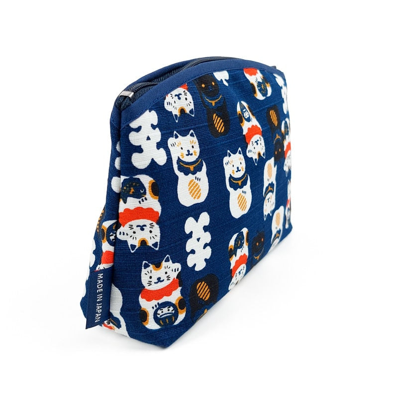 Pochette Japonaise Maneki Neko Bleu