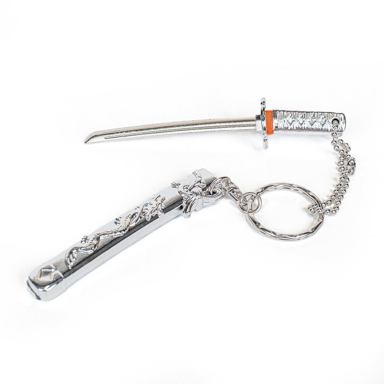 Porte-Clé Mini-Katana Dragon Argenté