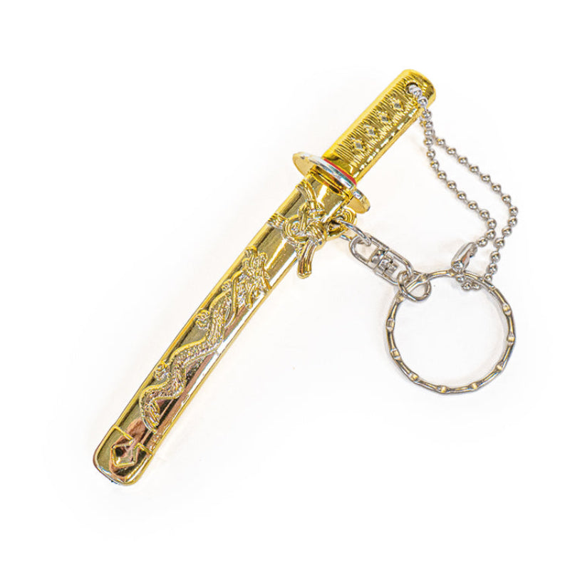 Porte-Clé Mini-Katana Dragon Doré