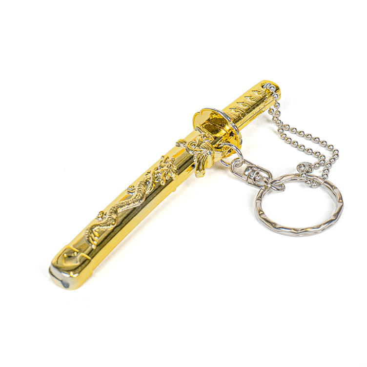 Porte-Clé Mini-Katana Dragon Doré