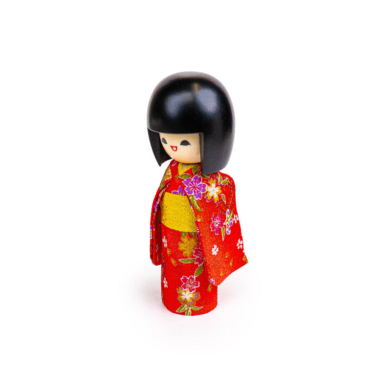 Poupée Japonaise Kokeshi Egao Rouge