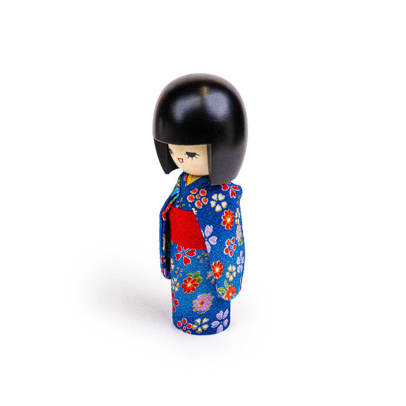 Poupée Japonaise Kokeshi Kimono Bleu