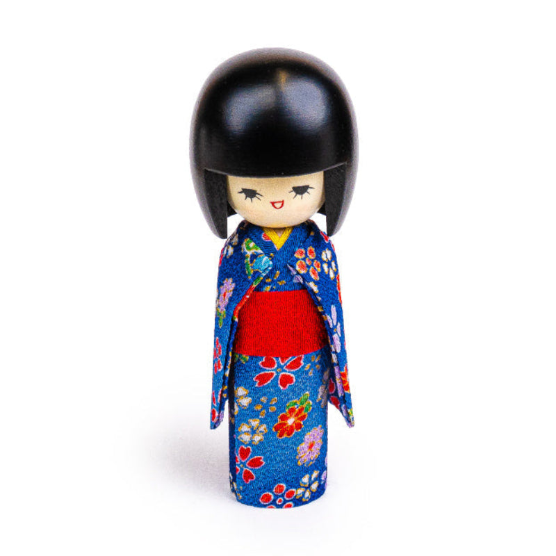 Poupée Japonaise Kokeshi Kimono Bleu