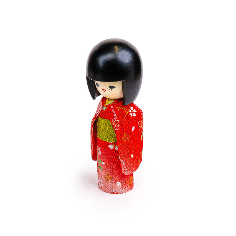 Poupée Japonaise Kokeshi Kimono Rouge