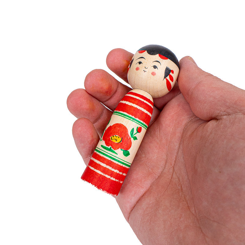 Poupée Japonaise Kokeshi Tsubaki Camélia - 9 cm