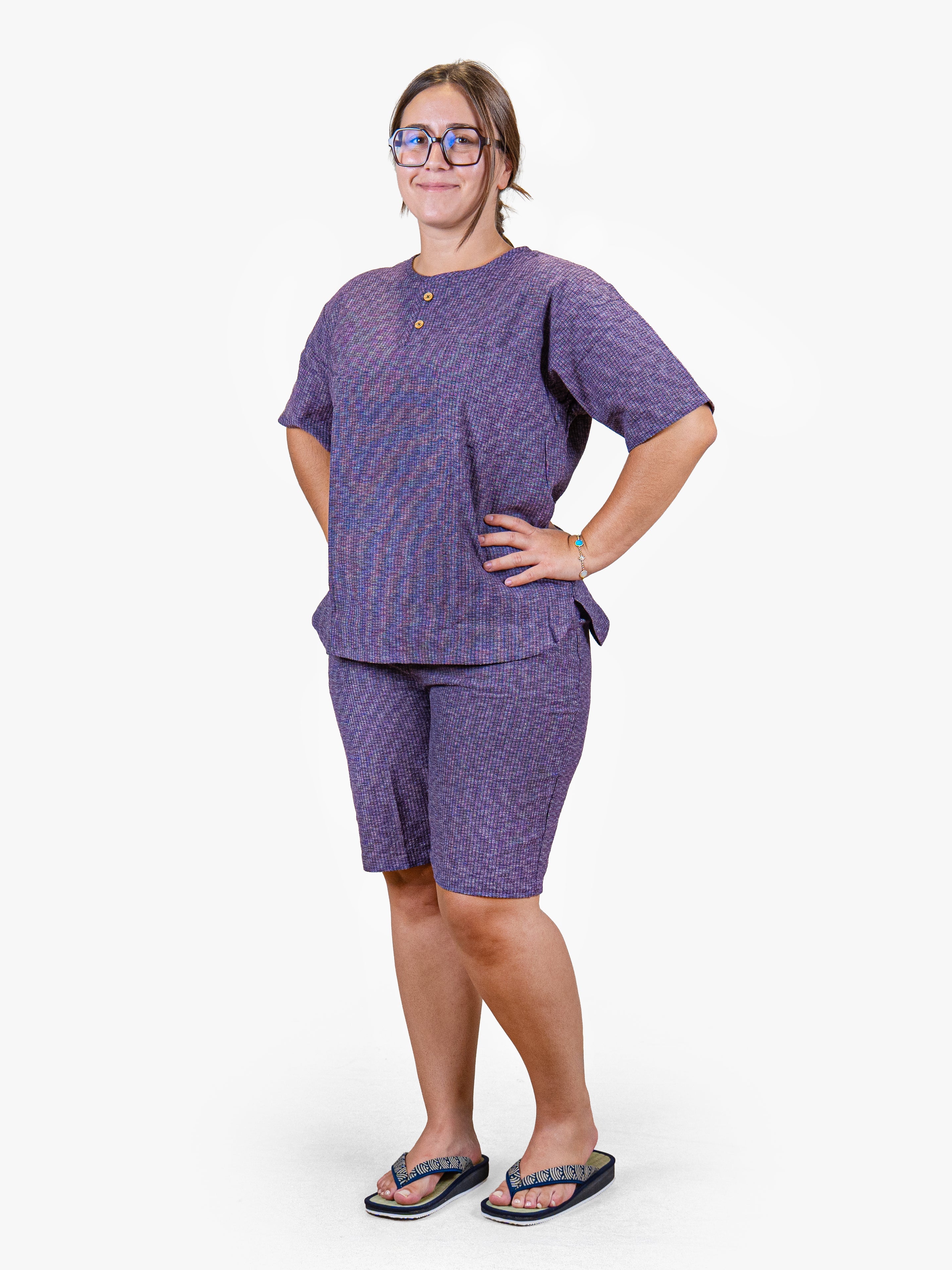 Pyjama Japonais Femme Type Jinbei Violet