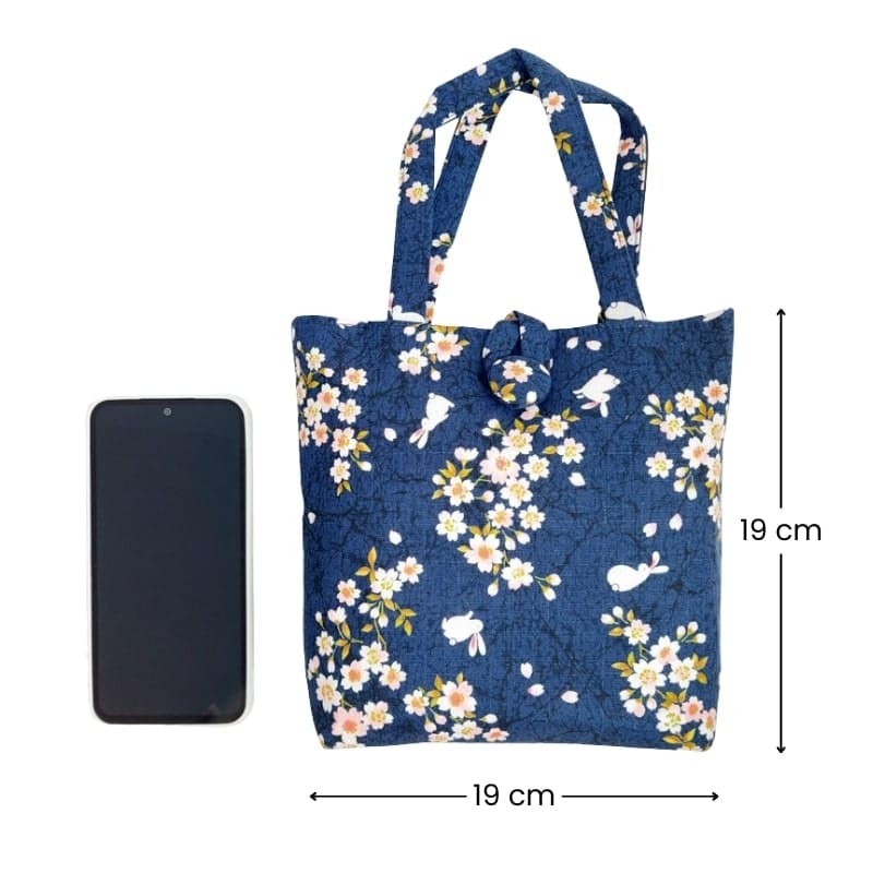 Sac Japonais Usagi Sakura Bleu