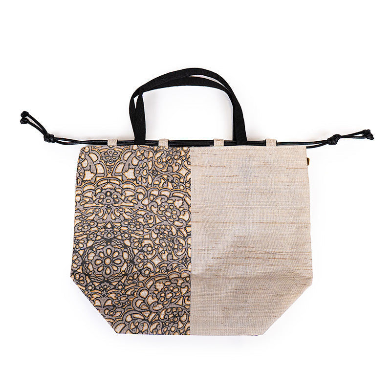 Sac Kinchaku Japonais en Lin Tissé Main Hōsōge