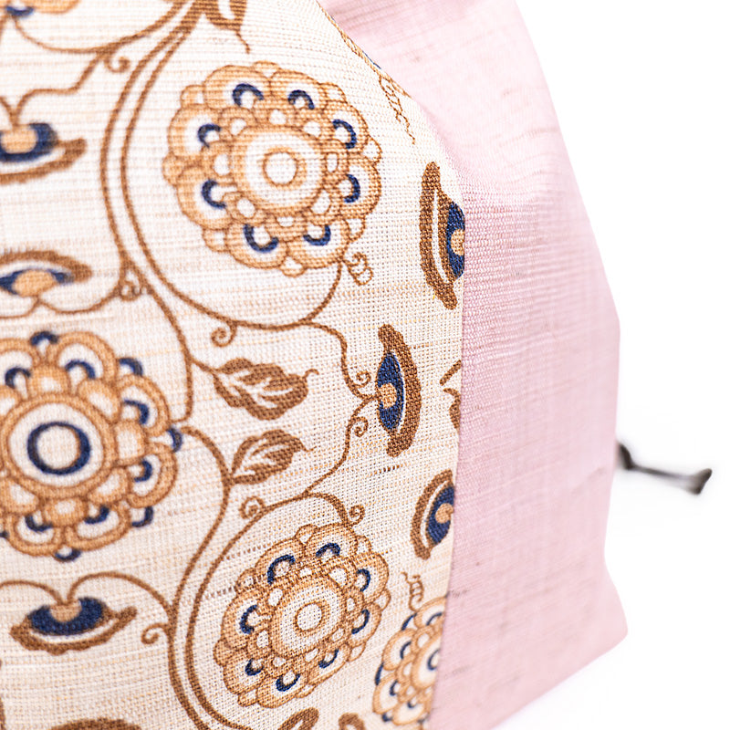 Sac Kinchaku Japonais en Lin Tissé Main Karakusa