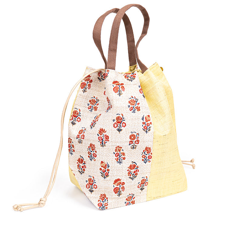 Sac Kinchaku Japonais en Lin Tissé Main Sarasa