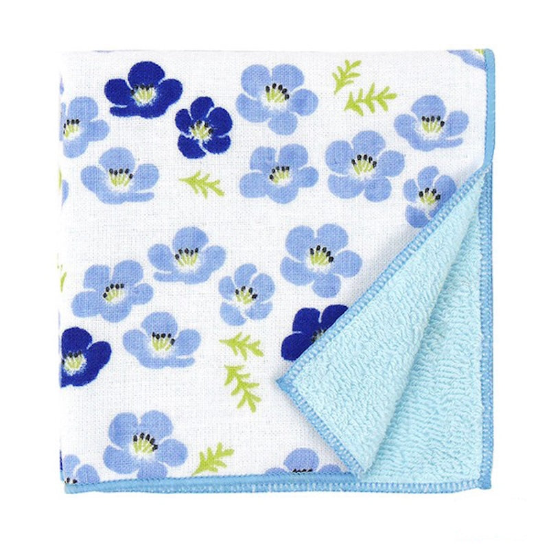 Serviette Japonaise Petites Fleurs Bleues