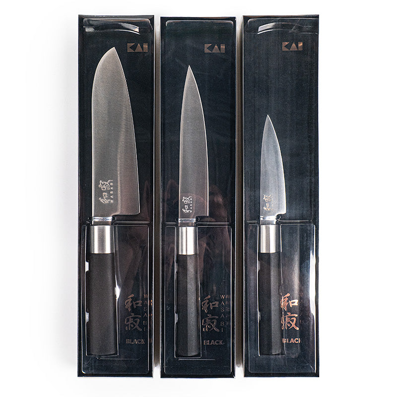 Set 3 Couteaux Japonais KAI Wasabi Black