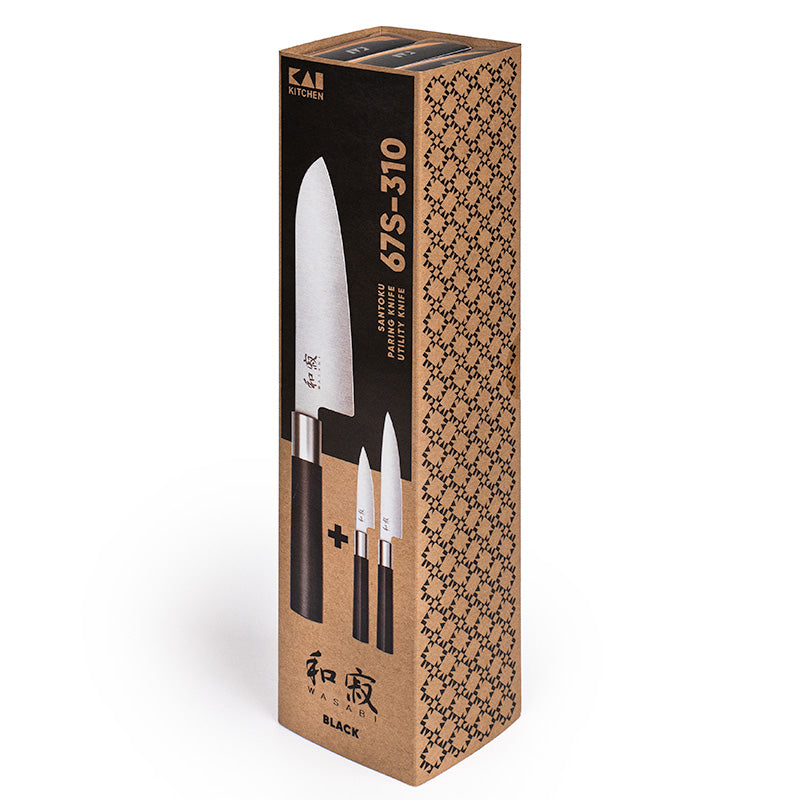 Set 3 Couteaux Japonais KAI Wasabi Black