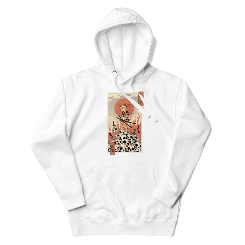 Sweat Japonais Ukiyo-e Neko Assassin - S / Blanc