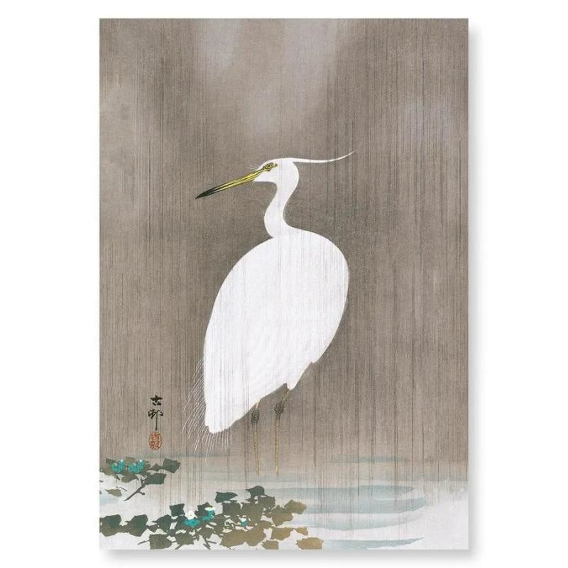 Tableau Japonais Aigrette Blanche - A4