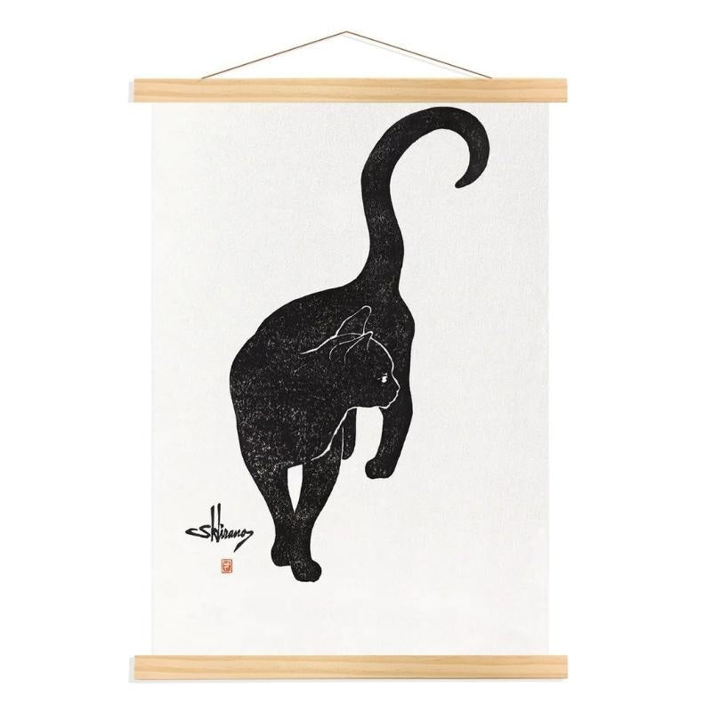 Tableau Japonais Chat Noir