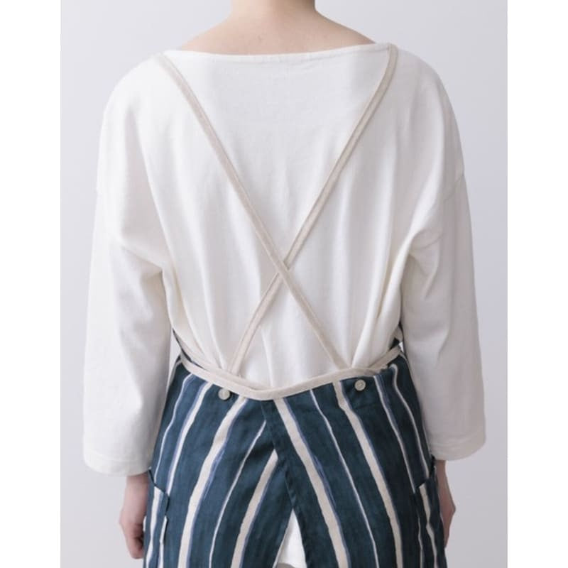 Tablier Japonais Croisé Bleu Rayé