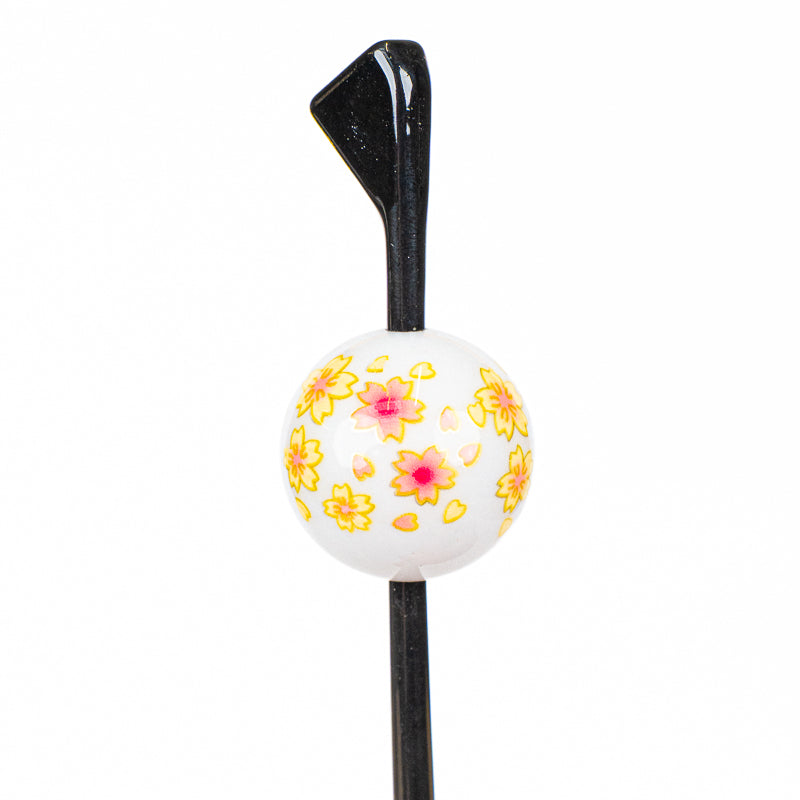 Tama Kanzashi Japonais Ukidama Blanc