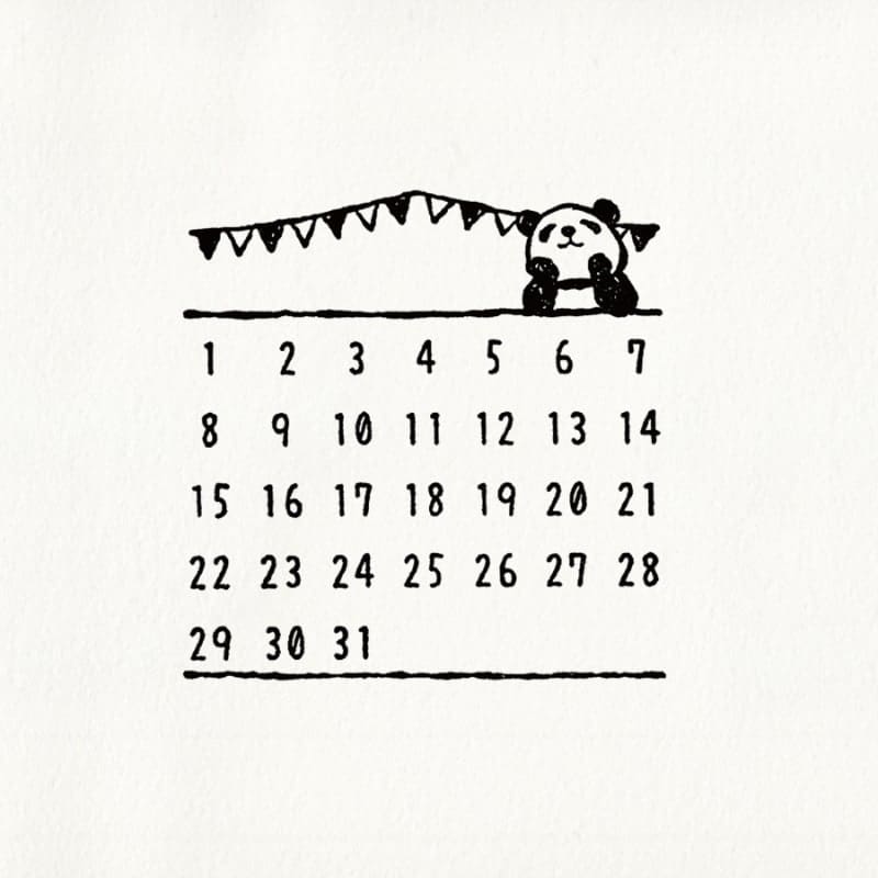 Tampon Japonais Panda Calendrier