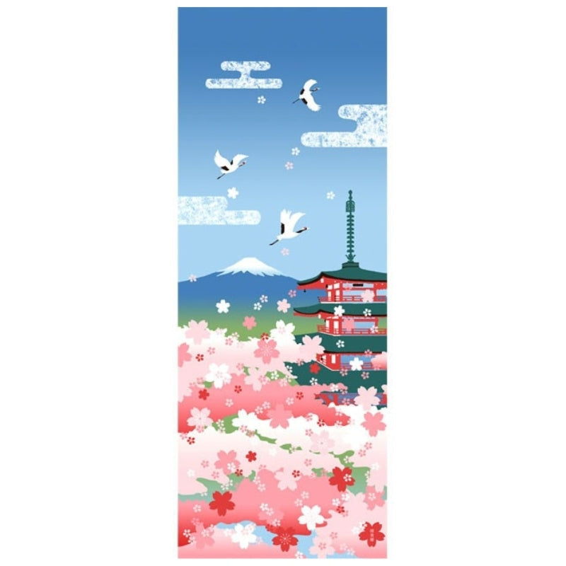Tenugui Japonais Blossom & Fuji