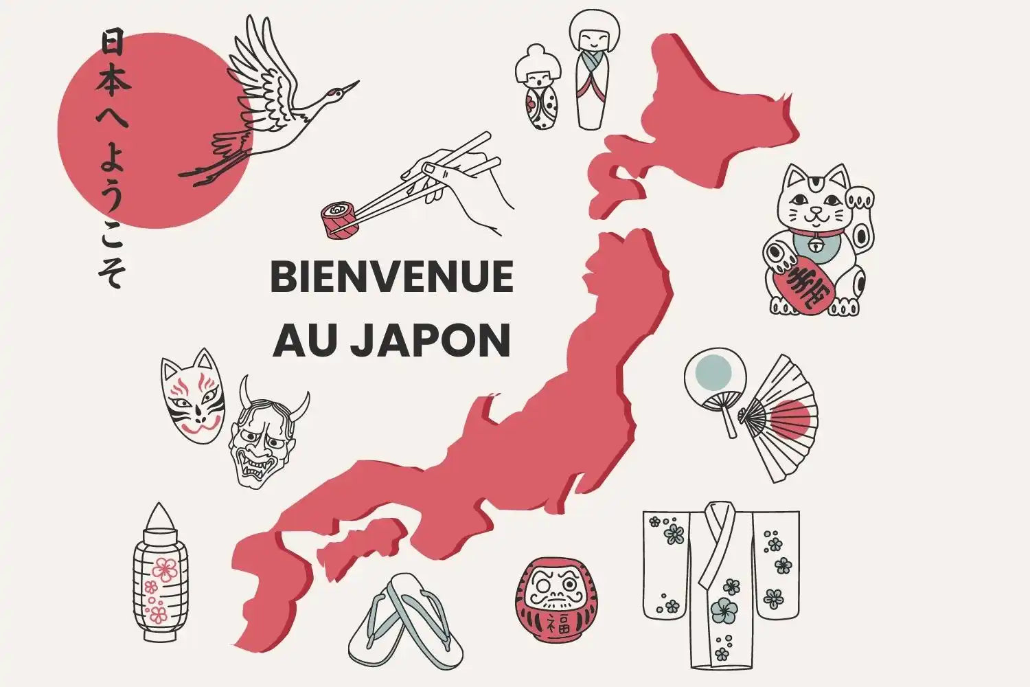 Illustration de bienvenue sur le thème du Japon.