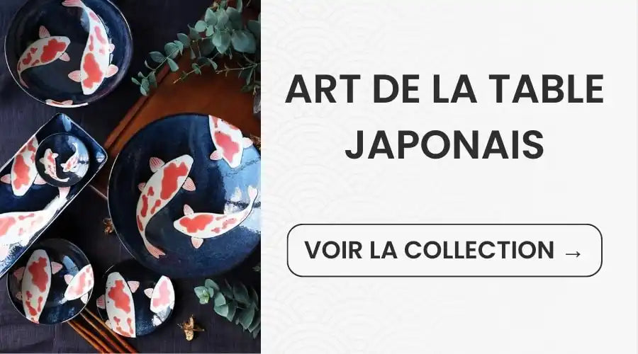 Vaisselle sur le thème japonais.