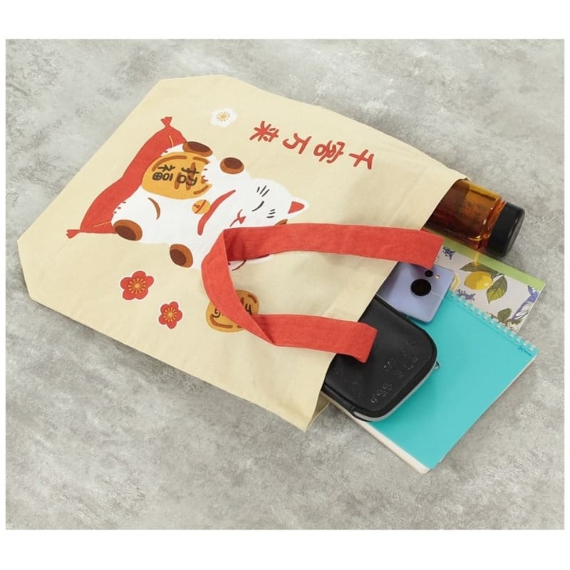 Tote Bag Beige Fuku Maneki Neko