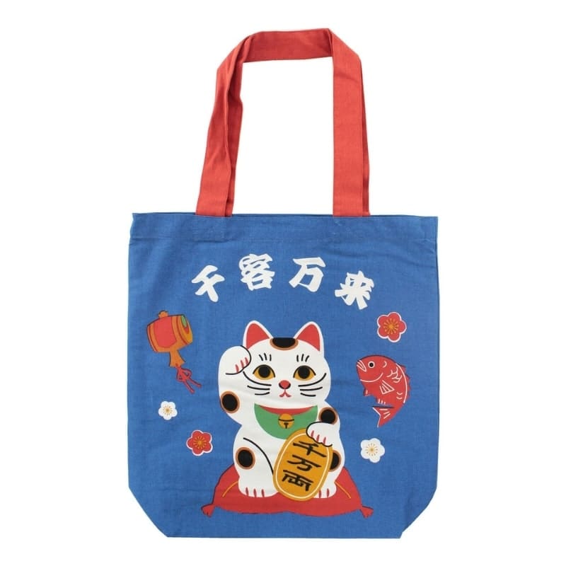 Tote Bag Bleu Maneki Neko Bénédiction