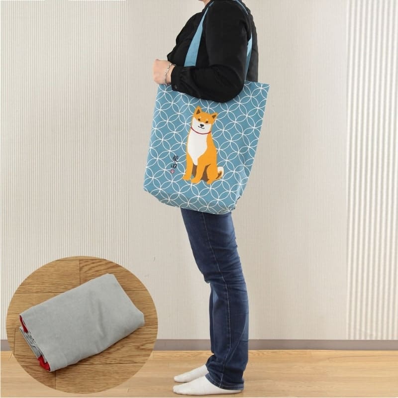 Tote Bag Bleu Shiba Shippo