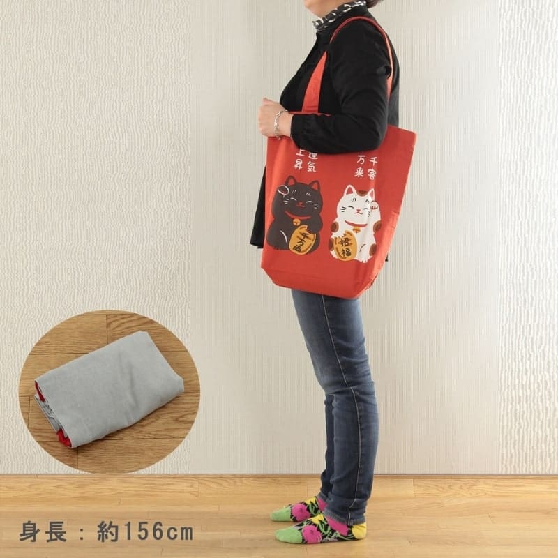 Tote Bag Rouge Maneki Neko Shōfuku