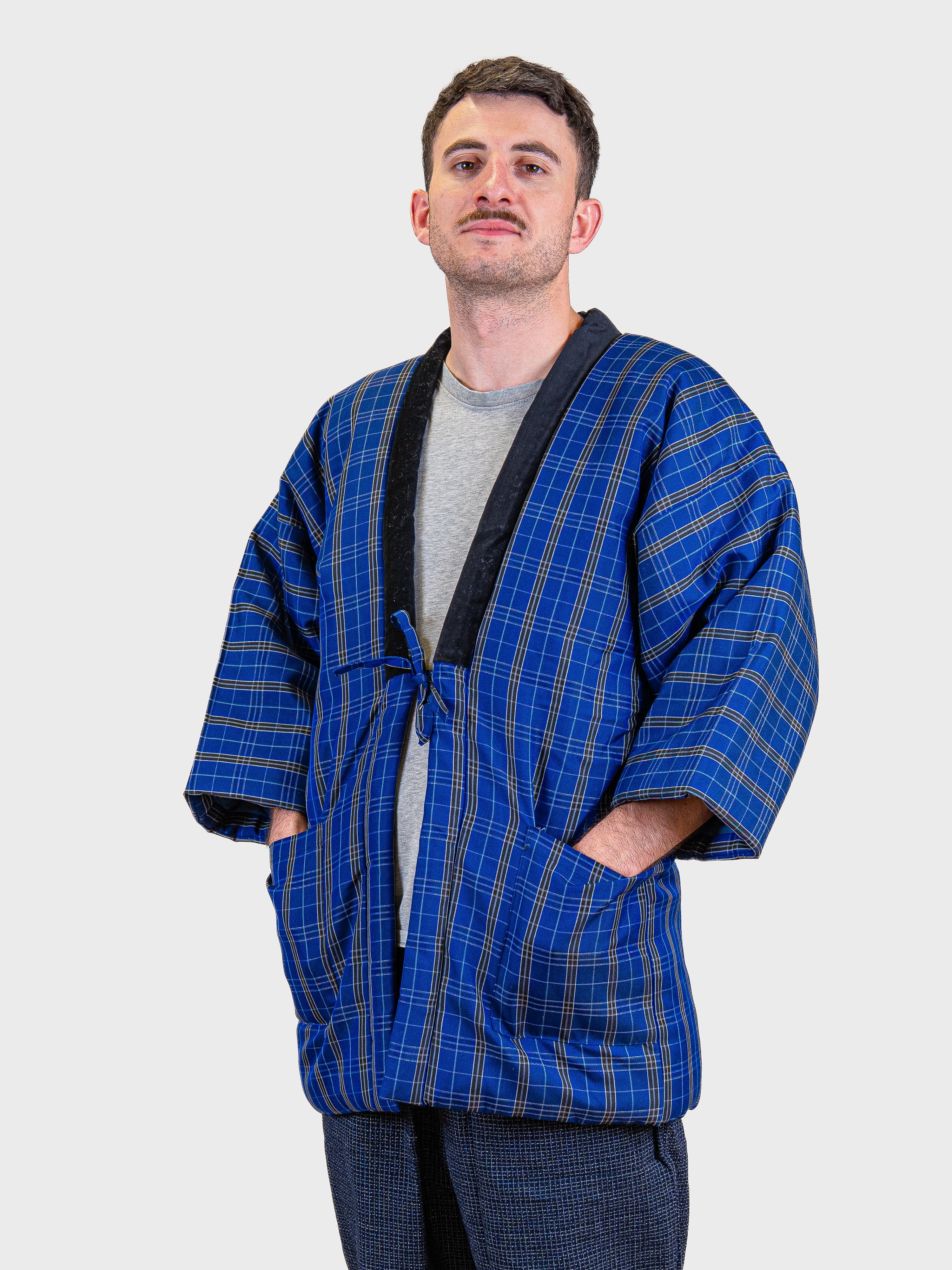 Veste Hanten Homme Bleue à Carreaux Kōshi