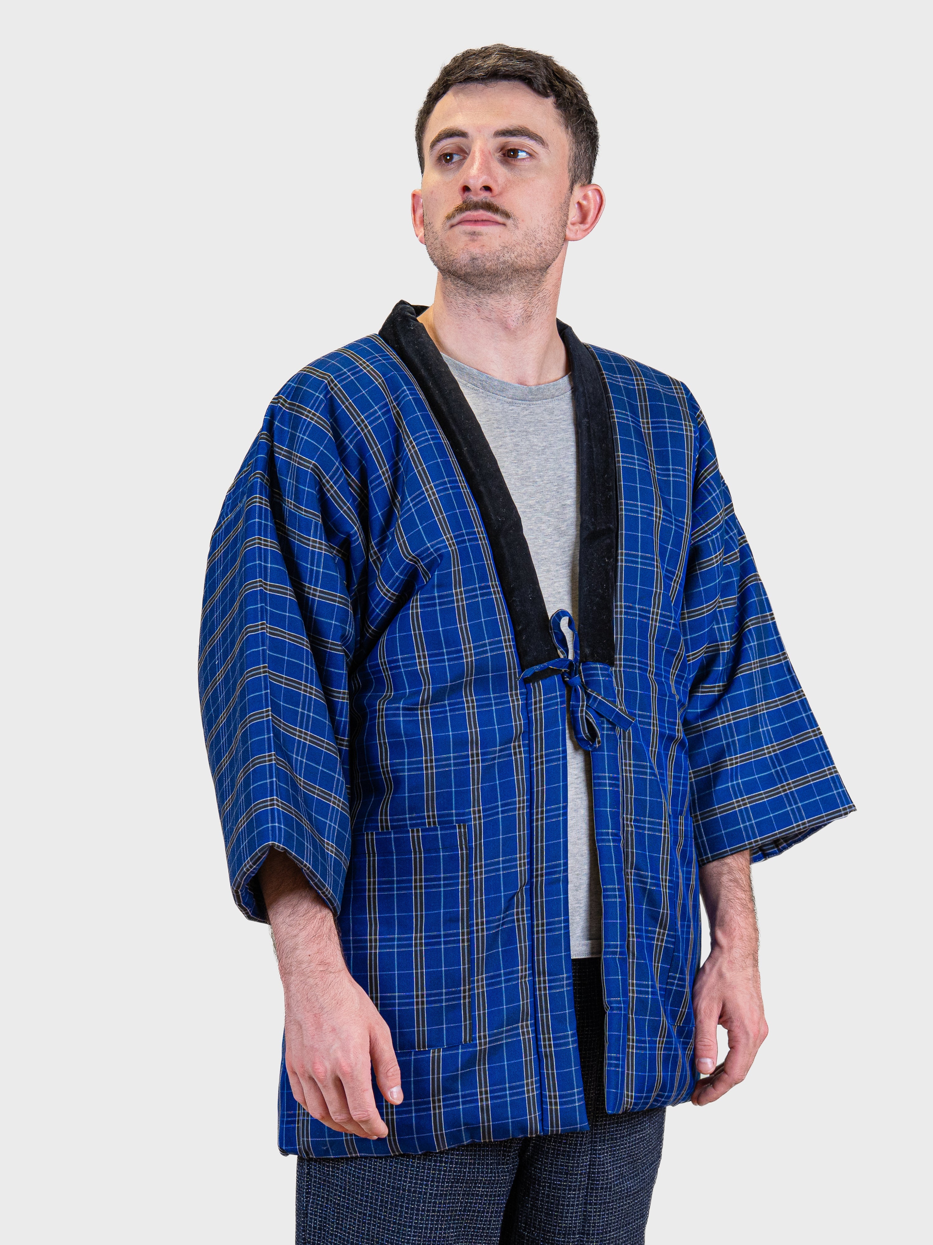 Veste Hanten Homme Bleue à Carreaux Kōshi M