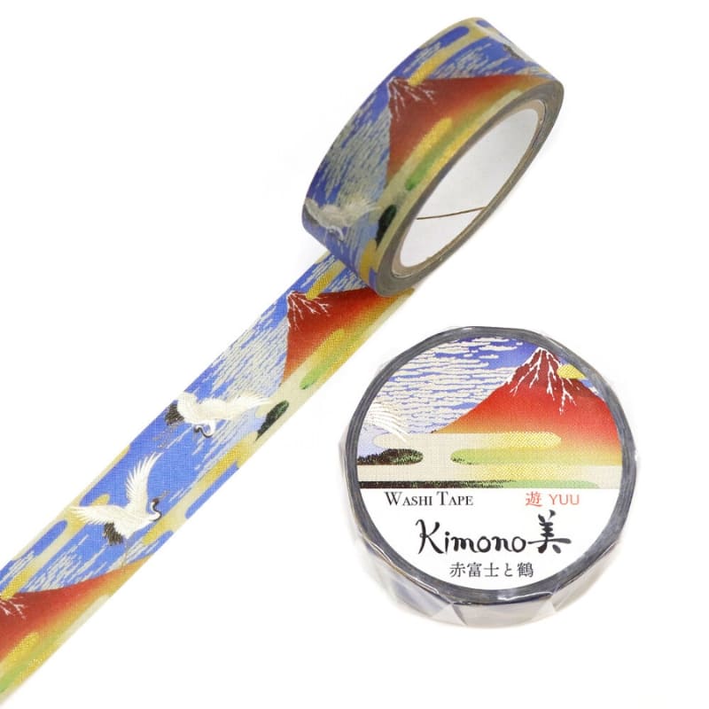Washi Tape Japonais Fuji Rouge et Grue