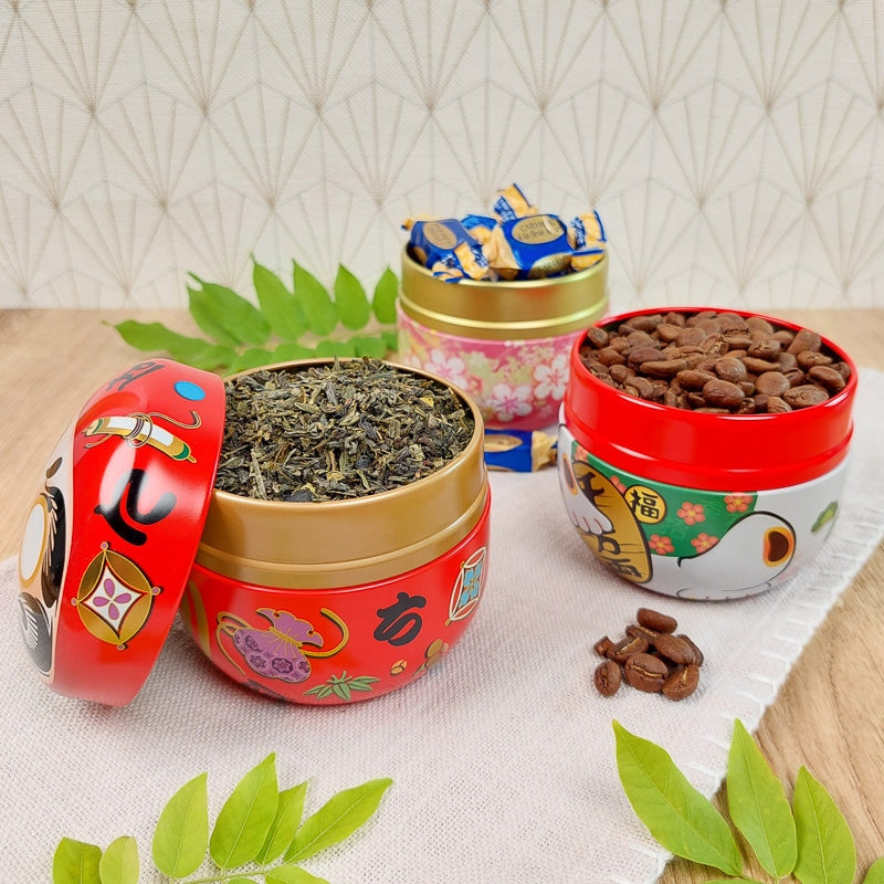 Boîte à Thé Métal Maneki Neko Doré