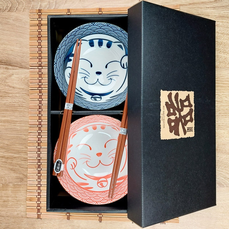 Coffret 2 Bols Japonais Chat