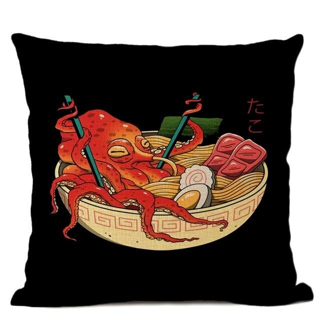 Housse Coussin Japonais - Octopus Ramen - 45x45CM